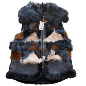 NWT $1,895 Coach 1941 Fall 2016 Pieced Patchwork Shearling Fur Vest 4 Mobwife